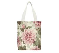 VstaDank Beautiful Vintage Pink Flower Canvas Tote Bag Reusable Grocery Shopping Bag Large Capacity Handbag for Women Canvas Handbags with Small Pockets for Work Travel Promotion Gift