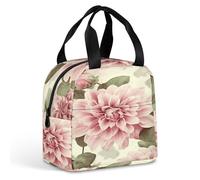 VstaDank Beautiful Vintage Pink Flower Lunch Bag Insulated Lunch Box for Unisex Reusable Cute Cooler Cooling Handbag Large Capacity Multi-Purpose Lunch Bags for Work Picnic Travel Office