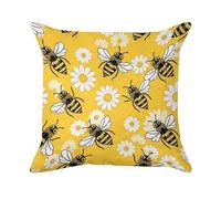 VstaDank Bee Daisy Pattern Throw Pillow Cover Super Soft Golden Velvet Decorative Pillowcase Fashion Modern Square Cushion Case Pillow Case Cozy Couch Cushion Cover for Living Room Bed