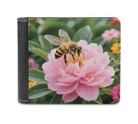 VstaDank Bees Collect Honey PU Leather Wallet Credit Card Holder Extra Capacity Bifold Wallets for Men Women Fashion Wallet