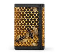 VstaDank Bees on Hive Trifold Wallet Slim Billfold With ID Window Extra Capacity Credit Card Holder Stylish Front Pocket Purses