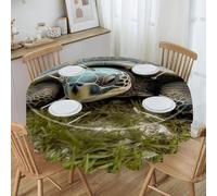 VstaDank Big Tortoise Round Tablecloth Premium Polyester Table Cloth Heavy Duty Washable Fabric Tablecloth Waterproof Holiday Table Cover Decorative Tablecloths for Dining 60"