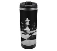 VstaDank Black And White Chess Stainless Steel Tumbler Double Wall Insulated Travel Mug Coffee Cup with Leak-proof Lid Reusable Vacuum Flask Or Water Bottle Fits Most Car Cup Holder 380 Ml