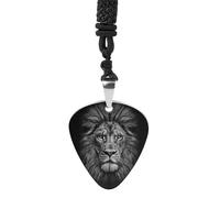 VstaDank Black And White Lion Head Guitar Pick Necklace Guitar Pick Holder Hip Hop Punk Music Necklace Guitar Pendant Stainless Steel R&B Music Jewelry for Women Men Music Lovers