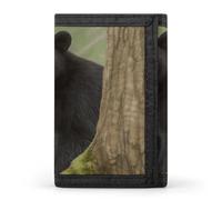 VstaDank Black Bear Mother And Cub Trifold Wallets Slim Wallet Fashion Minimalist Wallets Small Wallet Card Holder for Men And Women