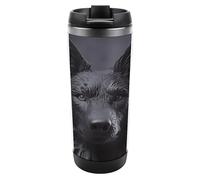 VstaDank Black German Shepherd Stainless Steel Tumbler Double Wall Insulated Travel Mug Coffee Cup with Leak-proof Lid Reusable Vacuum Flask Or Water Bottle Fits Most Car Cup Holder 380 Ml
