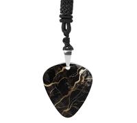VstaDank Black Gold Marble Guitar Pick Necklace Hip Hop Punk Music Necklaces Titanium Steel Metal Pendant Charm Personalized Print Bass Picks Guitarist Jewelry Gift for Women Men