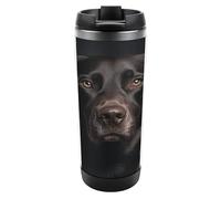 VstaDank Black Lab Dog Travel Mug Stainless Steel Water Bottle Fits in Car Cup Holder Double Wall Travel Coffee Mug Metal Vacuum Flask Leak Proof Insulated Tumbler for Drinks 13oz
