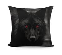VstaDank Black Red Eyed Wolf Pillow Covers Soft Plush Decorative Square Pillow Cover Modern Breathable Pillowcases Pillowcase with Invisible Zipper 18x18 Inches for Sofa Living Room