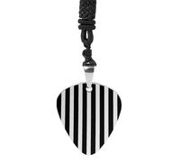 VstaDank Black & White Stripe Guitar Pick Pendant Necklace Hip Hop Punk Music Necklaces Trendy Cool Pendant Charm Stainless Steel R&B Music Jewelry Unique Gifts for Guitar Players Musician