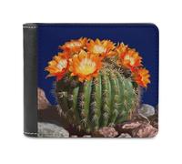 VstaDank Blooming Barrel Cactus Wallet Extra Capacity Bifold Wallet Slim Leather Wallets Credit Card Holder Coin Purse for Men