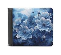 VstaDank Blooming Blue Flowers Wallet Extra Capacity Bifold Wallet Slim Leather Wallets Credit Card Holder Coin Purse for Men