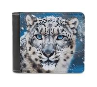 VstaDank Blue Eyed Snow Leopard Wallet Extra Capacity Bifold Wallet Slim Leather Wallets Credit Card Holder Coin Purse for Men