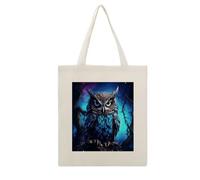VstaDank Blue Owl Canvas Tote Bag Economical Cotton Tote Bags with Handle Lightweight Medium Reusable Grocery Shopping Cloth Bags Bridesmaids Totes for Women 16x13 Inch