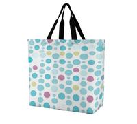 VstaDank Blue Polka Dot Pattern Grocery Bag Reusable Shopping Bag Washable Collapsible Tote Large Capacity Shopping Tote Fashion Market Shopper Bags for Supermarket Camping Traveling