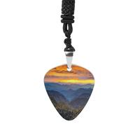 VstaDank Blue Ridge Parkway Mountains Guitar Pick Necklace Guitar Pick Holder Hip Hop Punk Music Necklace Guitar Pendant Stainless Steel R&B Music Jewelry for Women Men Music Lovers