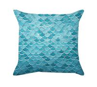 VstaDank Blue Waves Squama Mermaid Scale Throw Pillow Cover Super Soft Golden Velvet Decorative Pillowcase Fashion Modern Square Cushion Case Pillow Case Cozy Couch Cushion Cover for Living Room Bed