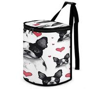 VstaDank Boston Terrier Red Heart Dog Car Garbage Bag Large Capacity Hanging Car Trash Cute Vehicle Trash Bin Small Portable Automotive Garbage Cans&Organizer for Back/Front Seat