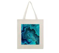 VstaDank Bright Aqua Blue Turquoise Canvas Tote Bag with Handles Extremely Sturdy Reusable Shopping Bag Lightweight Foldable Cotton Cloth Grocery Bags Magic Aesthetic Tote Bag for Women Travel