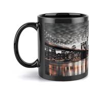 VstaDank Brooklyn Bridge Mugs for Men Women Modern Black Camper Mug Funny Ceramic Coffee Cup with Handle Novelty Cute Travel Cups & Tea Cups for Home Office Party 12 Oz