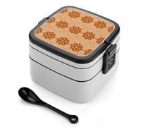 VstaDank Brown Flower Print Bento Box Modern Minimalist Bento Lunch Box Adult Lunch Box for Meal Prep Leakproof Condiment Container Lunch Jar Snack Containers for Dining Out Work Picnic