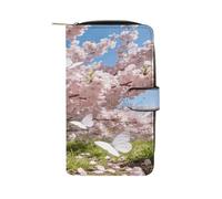 VstaDank Butterflies Chase The Spring Light Wallet for Women Leather Travel Long Purse Zipper Coin Pocket Around Clutch Large Capacity Credit Card Holder