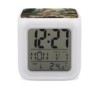 VstaDank Butterfly Mushroom Alarm Clock with Date Temperature Large LED Display Number Clocks with 7 Colors Changing Desk Clock Battery Operated Digital Clocks with Date for Heavy Sleepers