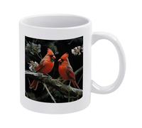 VstaDank Cardinals Birds Fauna Wild Coffee Mug Ceramic Camper Mugs Funny Coffee Cup with Handle Tazas Para Sublimacion Novelty Tea Mug Cups Idea Gift for Men Women Office Work 11oz