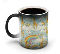 VstaDank Cartoon Giraffe Rainbow And Clouds Mug Heat Sensitive Color Changing Cup Ceramic Magic Mug with Picture Funny Coffee Mugs with Handle Tea Cup Personalized Mugs Gifts Novelty Cups