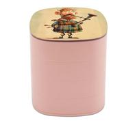 VstaDank Cartoon Scottish Bagpipe Jewelry Box 360° Rotatable Jewelry Organizer 4 Layers Jewelry Case with Lid Fashion Portable Earring Holder for Bracelets Rings Bracelets Vanity
