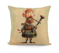 VstaDank Cartoon Scottish Bagpipe Pillow Covers Soft Plush Decorative Square Pillow Cover Modern Breathable Pillowcases Pillowcase with Invisible Zipper 18x18 Inches for Sofa Living Room