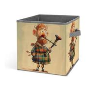 VstaDank Cartoon Scottish Bagpipe Storage Bin Collapsible Storage Cubes Organizer Oxford Cloth Storage Box with Dual Handles Large Stackable Closet Storage Bins for Sheets Hat Sweater