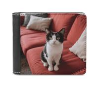 VstaDank Cat on the Sofa Leather Wallet Slim Bifold Wallet Credit Card Holder Fashion Bill Holder Adult Front Pocket Wallet