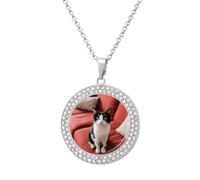 VstaDank Cat on The Sofa Necklaces for Women Exquisite Round Pendant Necklace Multicolored Diamond Studded Necklace Non-Tarnish Coin Pendant Fashion Jewelry Necklaces Gifts
