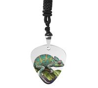 VstaDank Chameleon Guitar Pick Necklace Guitar Pick Holder Hip Hop Punk Music Necklace Guitar Pendant Stainless Steel R&B Music Jewelry for Women Men Music Lovers