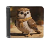 VstaDank Checked Little Warm Owl Leather Wallet for Men Bifold Wallet Stylish Slim Front Pocket Wallets Credit Card Holder Cash Purse