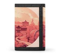 VstaDank Chinese Architectural Patterns Wallet for Men Women Stylish Trifold Wallet Slim Minimalist Front Pocket Outdoor Sports Wallets Cards Purse