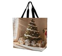 VstaDank Christmas Morning Grocery Bag Reusable One Shoulder Shopping Bags Portable Large Capacity Plain Bag Lightweight Purse Women Shoulder Bags for Shopping Grocery Beach