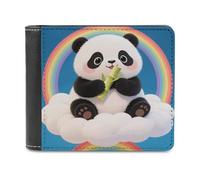 VstaDank Cloud Rainbow Panda PU Leather Wallet Credit Card Holder Extra Capacity Bifold Wallets for Men Women Fashion Wallet