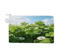 VstaDank Clover Green Coin Purse Fashion Mini Change Wallet With Zipper Cute Canvas Coin Bag Small Makeup Bag Portable Change Pouch Change Holder Coin Pouch Change Bags