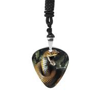 VstaDank Cobra Snake Guitar Pick Necklace Titanium Steel Guitar Pendant with Rope Personalized Cool Guitar Pick Holder Fashion Exquisite Hip Hop Punk Jewelry for Music Lovers
