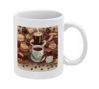 VstaDank Coffee And Sweets Sugar Chocolate Coffee Mug Ceramic Camper Mugs Funny Coffee Cup with Handle Tazas Para Sublimacion Novelty Tea Mug Cups Idea Gift for Men Women Office Work 11oz