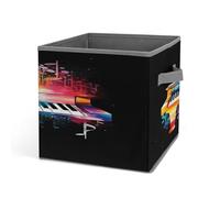 VstaDank Colorful Piano Keyboard Music Note Storage Bin Collapsible Storage Cubes Organizer Oxford Cloth Storage Box with Dual Handles Large Stackable Closet Storage Bins for Sheets Hat Sweater