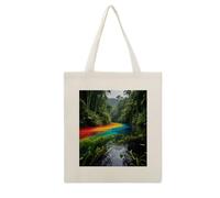 VstaDank Colorful River Landscape Canvas Tote Bag Shopping Bags Handbag