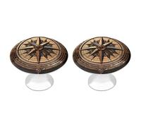 VstaDank Compass Wind Road Map Drawer Knob Nice Bathroom Cabinet Knob Round Cabinet Pull Stainless Steel Cabinet Handle Circle Drawer Handle Modern Drawer Pull for Wardrobe Cupboard 2 Pcs