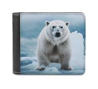 VstaDank Cool Animal White Polar Bear Wallet Extra Capacity Bifold Wallet Slim Leather Wallets Credit Card Holder Coin Purse for Men