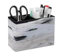 VstaDank Cool White Wolf with Green Eyes Pencil Holder for Desk Organizer 2 Compartments Pen Cup Leather Square Pen Holder Pencil Cup Stand Makeup Brush Holders for Desktop Organizer Storage Case