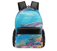 VstaDank Coral Reef Dolphin Backpack-Durable,Lightweight,Travel Laptop Backpacks for Adult,Computer Bag for Hiking Outdoor Sports