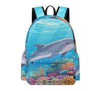 VstaDank Coral Reef Dolphin Travel Laptop Backpack with Multiple Pocket,BookBag-Durable, Lightweigh,Casual Daypack-Adult