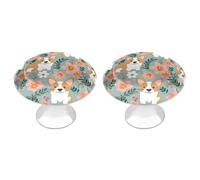 VstaDank Corgi Floral Flowers Spring Garden Cabinet Knobs Round Wardrobe Pulls Simple Drawer Handles with Screw Aluminum Alloy Closet Door Pull Modern Cabinet Hardware for Dresser Drawers 2 Pack